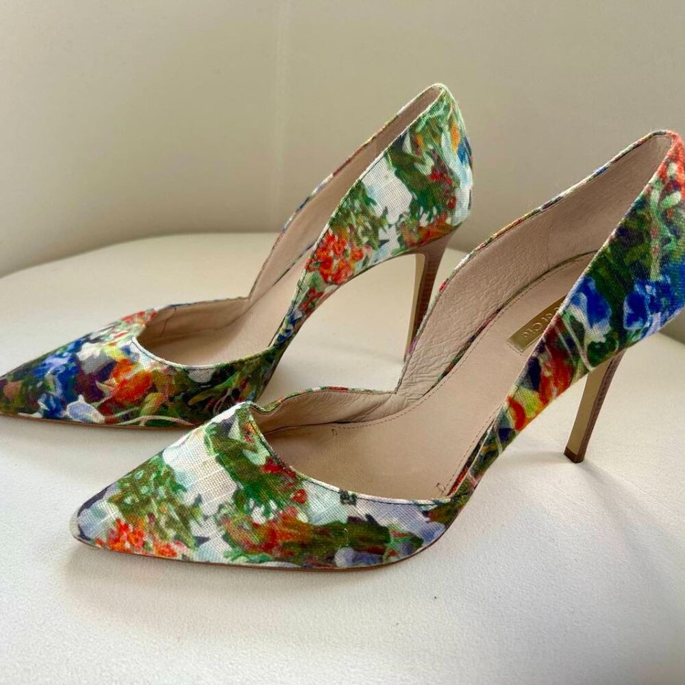 Louise et Cie Blue Floral Lo Hermosah Stiletto Pointed Toe Women's Pumps Size 10